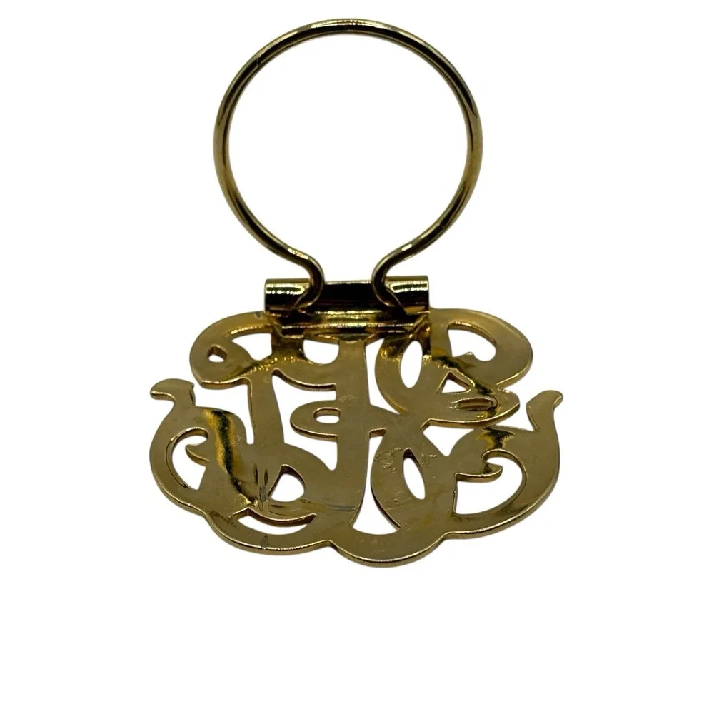 Vintage Scarf Dress Clip Gold Tone Monogram‎ Initials Script Letters Open Work